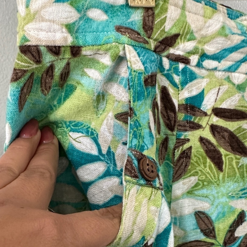 Christopher & Banks Green Floral Linen blend Skirt size 10 - Picture 5 of 10